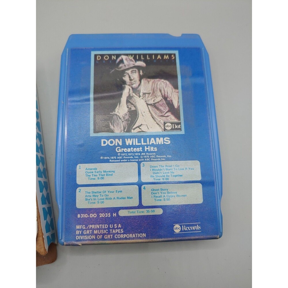 Don Williams greatest hits blue 8 track  Cartridge